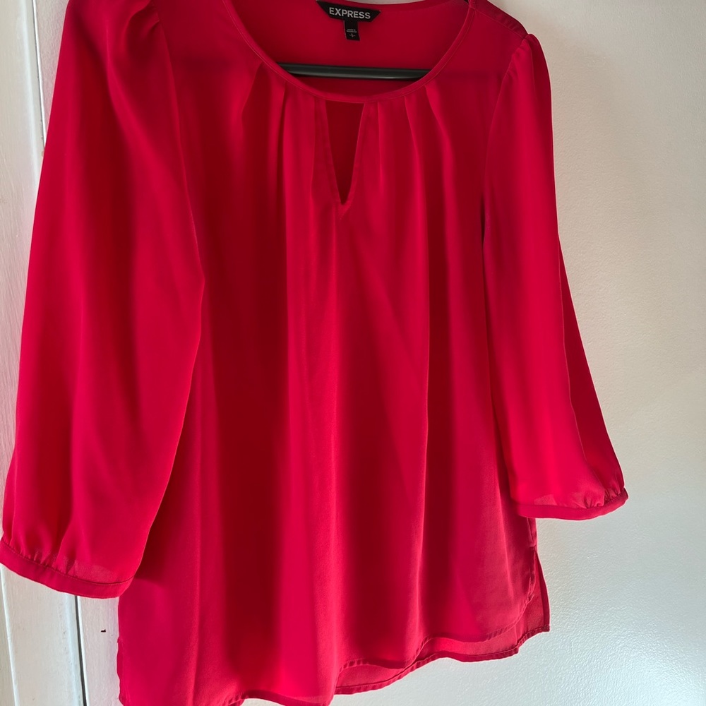 Express Pink Cutout V Blouse